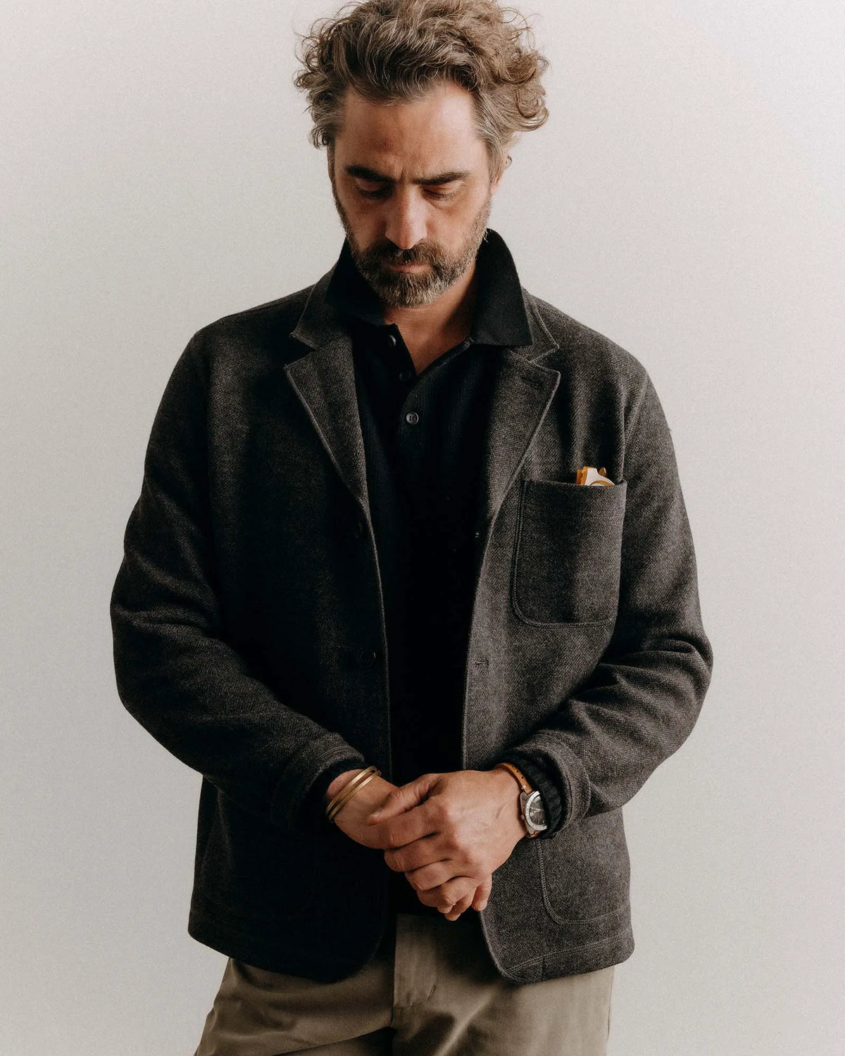 The Evans Blazer in Charcoal Birdseye Wool