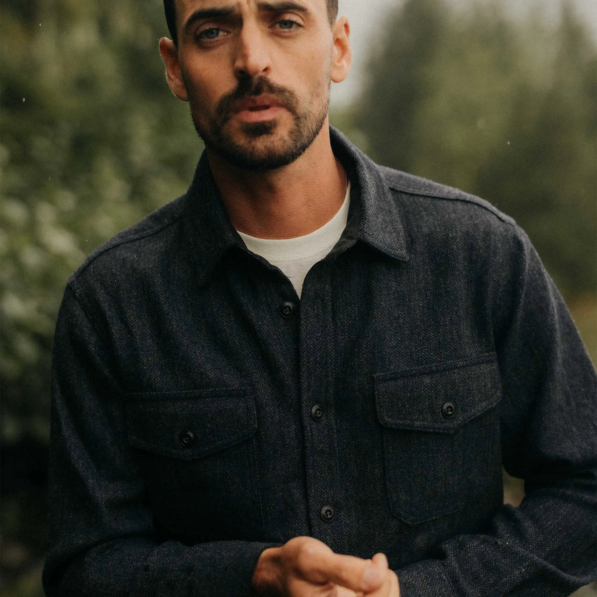 The CPO Shirt in Marine Tweed Wool