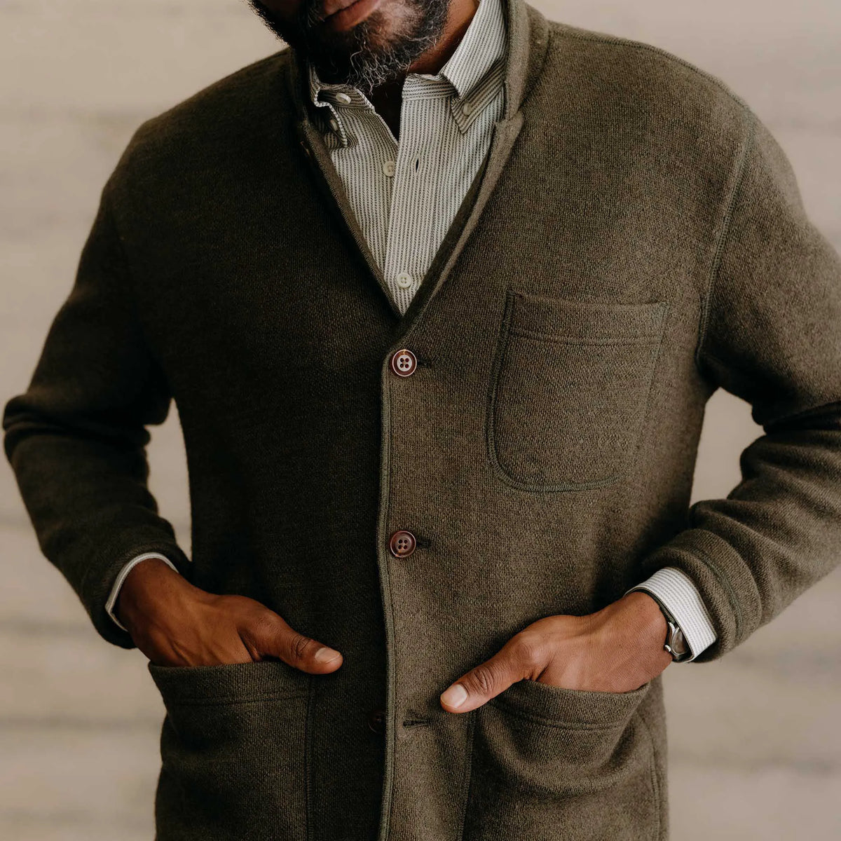 The Evans Blazer in Forest Birdseye Wool