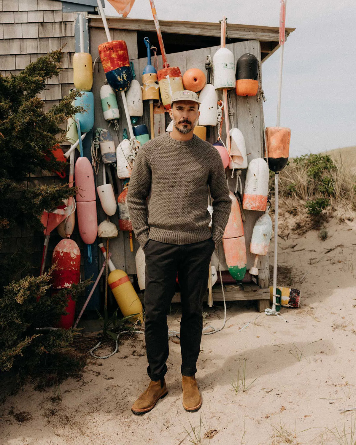 The Fisherman Sweater in Taupe Merino
