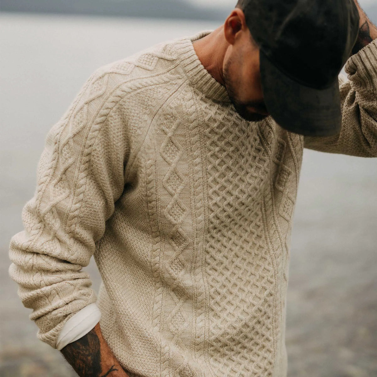 The Orr Sweater in Marled Oat Merino