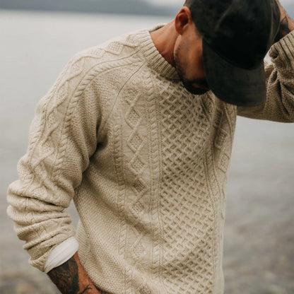 The Orr Sweater in Marled Oat Merino
