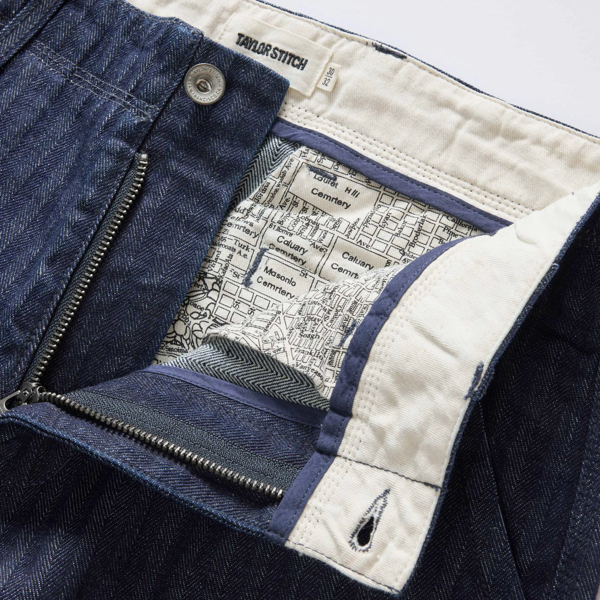 The Morse Pant in Rinsed Indigo Herringbone