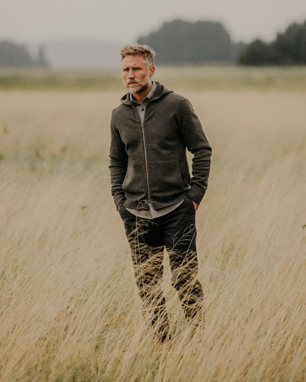 The Portola Hoodie in Heather Loden Merino