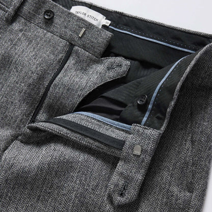The Stevens Trouser in Slate Herringbone Wool