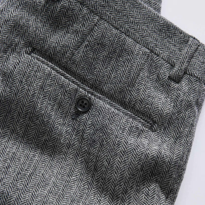 The Stevens Trouser in Slate Herringbone Wool