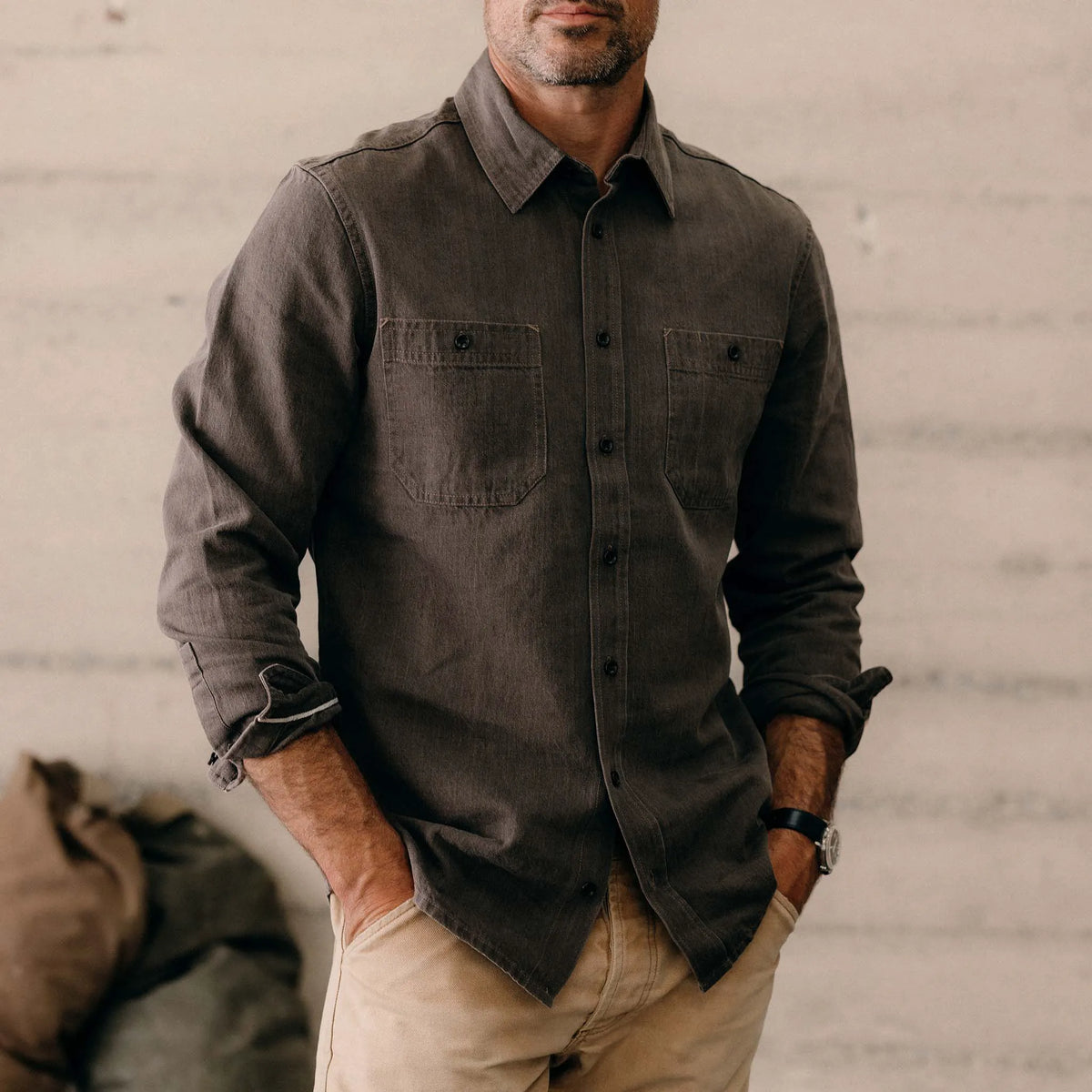 The Utility Shirt in Soil Selvedge Denim