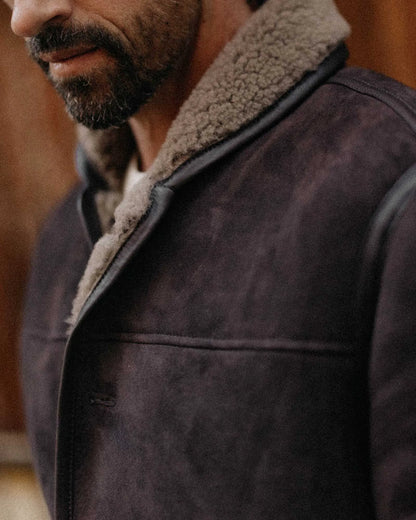 The Coleman Jacket in Dark Chocolate Shearling Suede