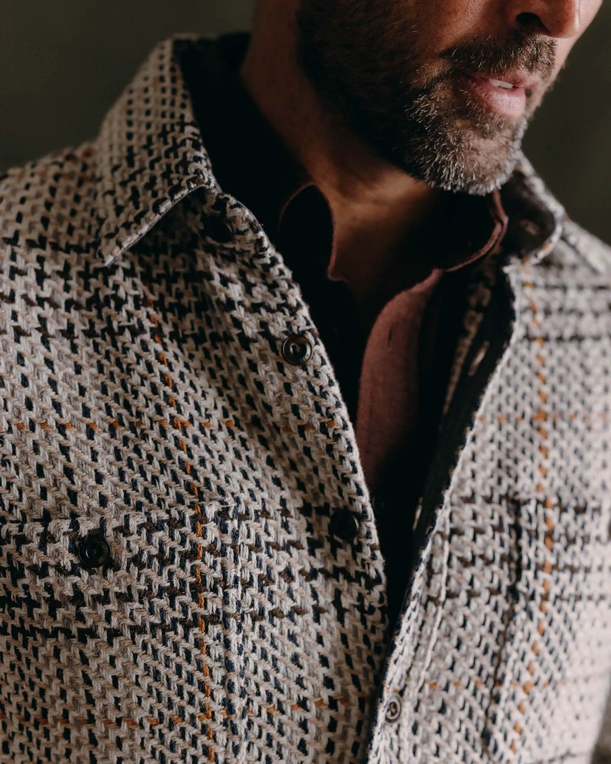 The Cutter Overshirt in Stone Plaid