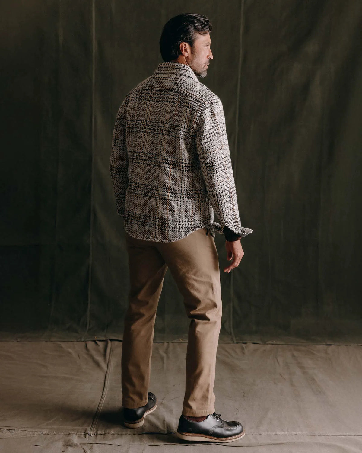 The Cutter Overshirt in Stone Plaid