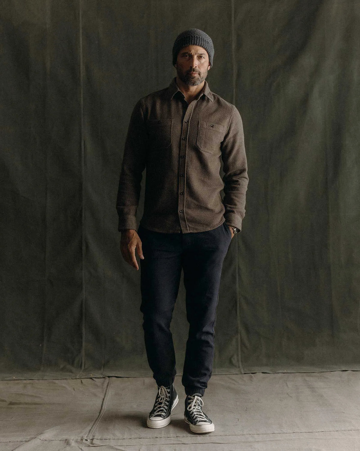 The Utility Shirt in Mulch Sashiko