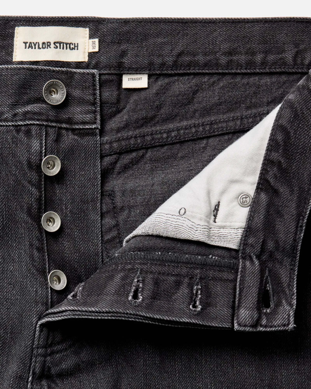 The Straight Jean in Washed Black Organic Slub Selvedge