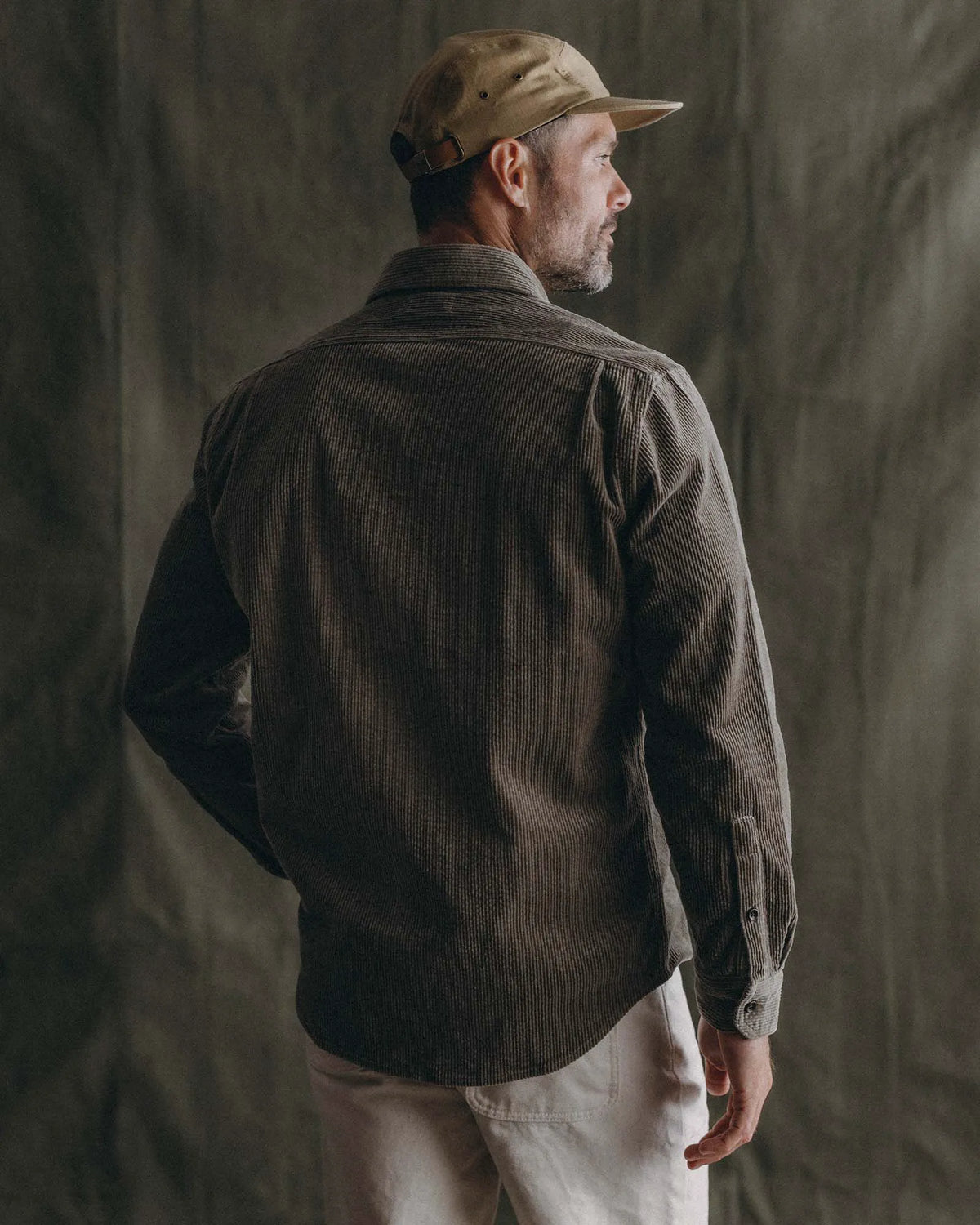 The Utility Shirt in Fatigue Olive Corduroy