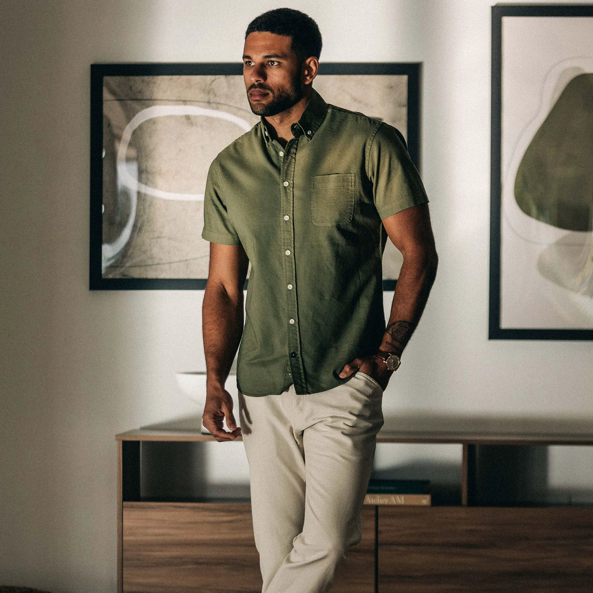 The Short Sleeve Jack in Cactus Oxford
