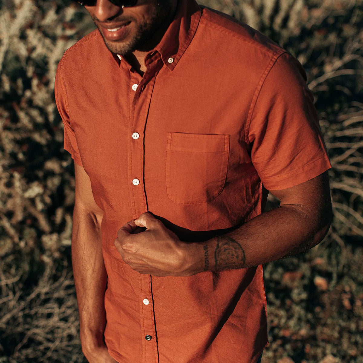 The Short Sleeve Jack in Terracotta Oxford