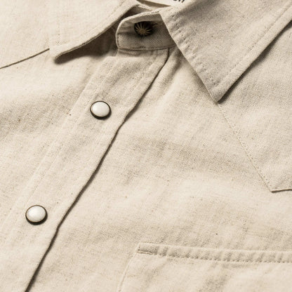 The Short Sleeve Western in Natural Herringbone