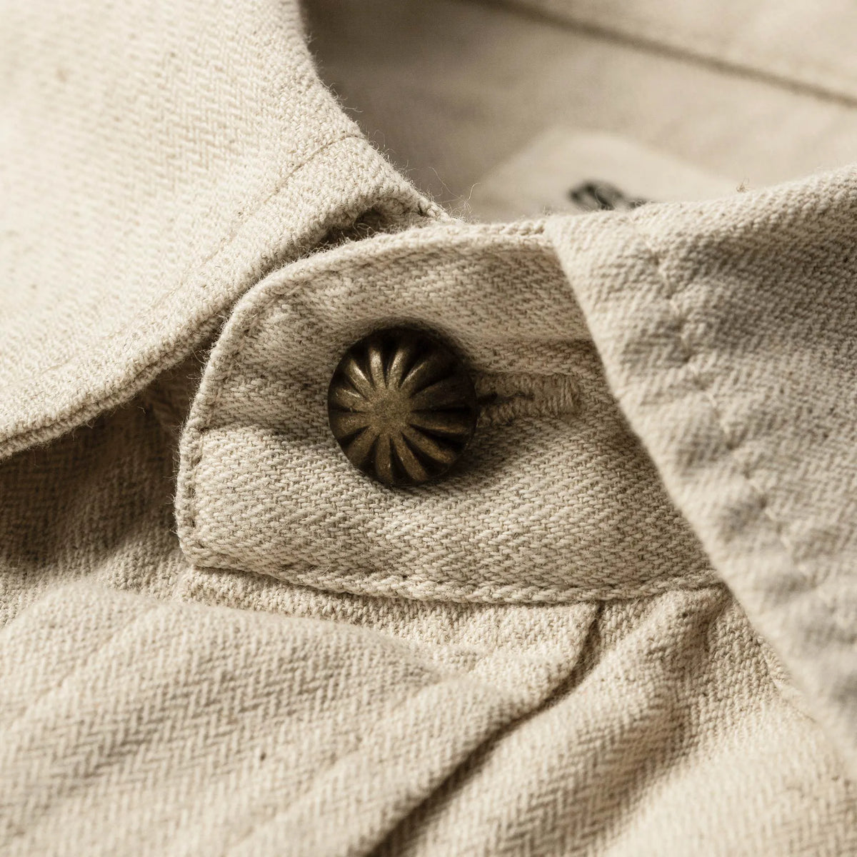 The Short Sleeve Western in Natural Herringbone