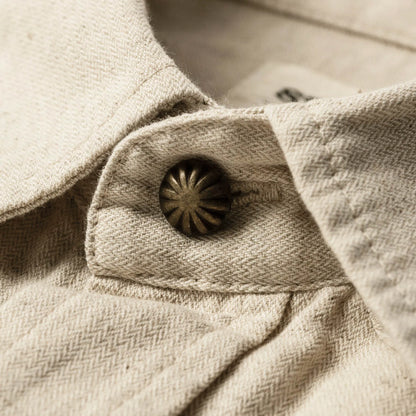 The Short Sleeve Western in Natural Herringbone