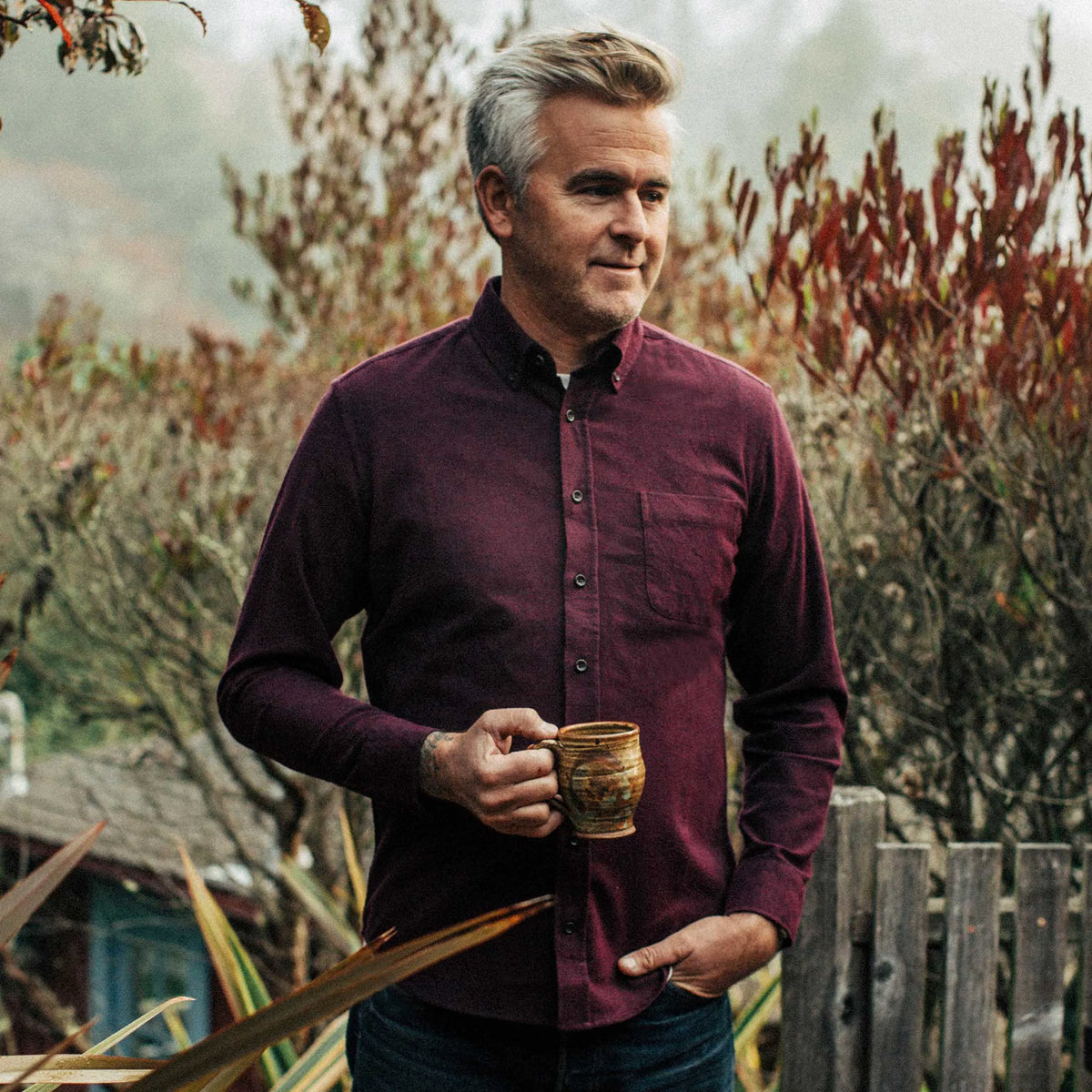 The Jack in Maroon Brushed Oxford