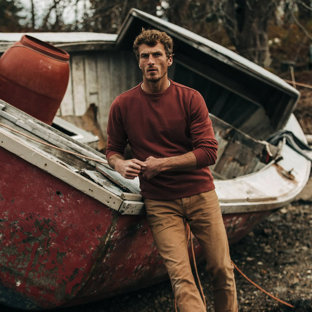 The Crewneck in Brick Red Terry