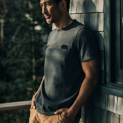 The Embroidered Heavy Bag Tee in Grey Bear