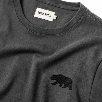 The Embroidered Heavy Bag Tee in Grey Bear