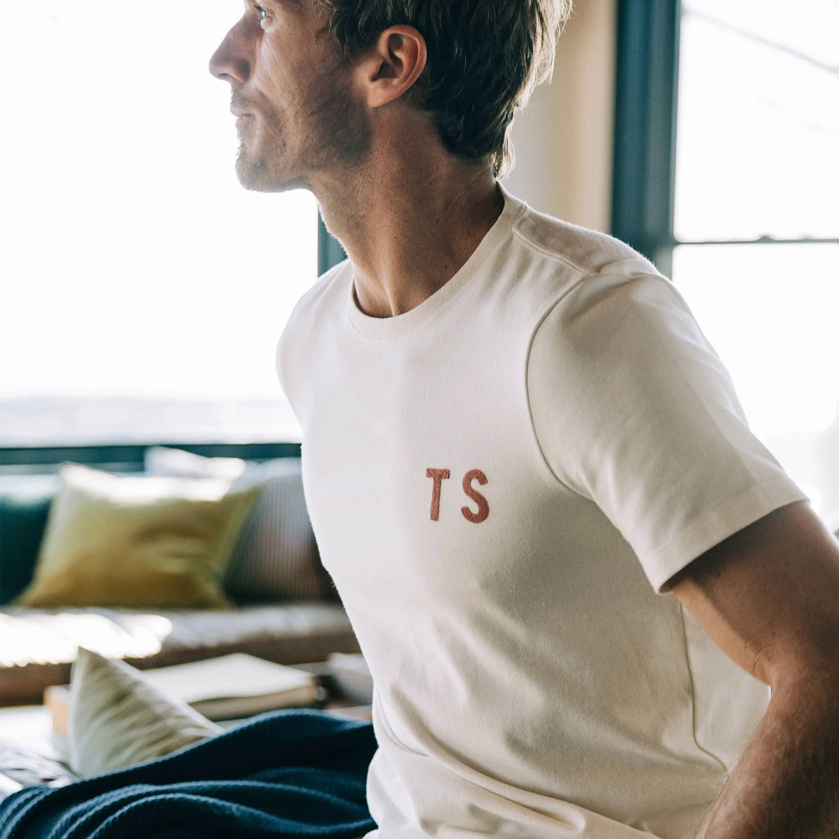 The Embroidered Heavy Bag Tee in Natural TS