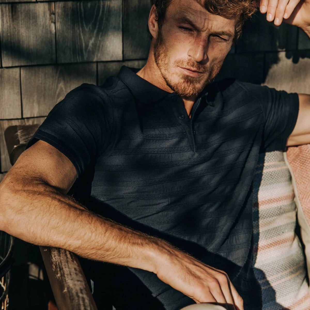 The Polo in Dark Navy Jacquard
