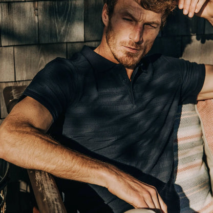 The Polo in Dark Navy Jacquard
