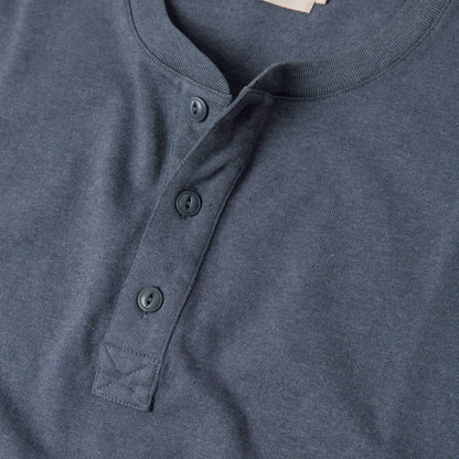 The Short Sleeve Heavy Bag Henley in Atlantic Blue