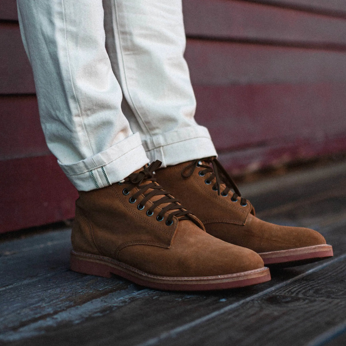 The Trench Boot in Butterscotch Weatherproof Suede