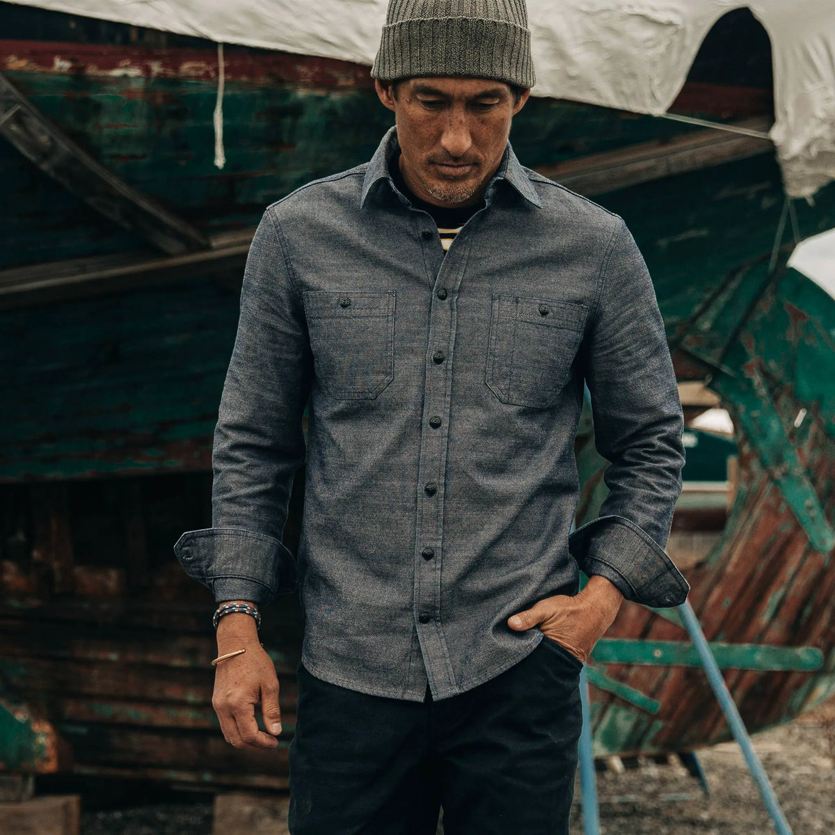 The Utility Shirt in Indigo Crosshatch