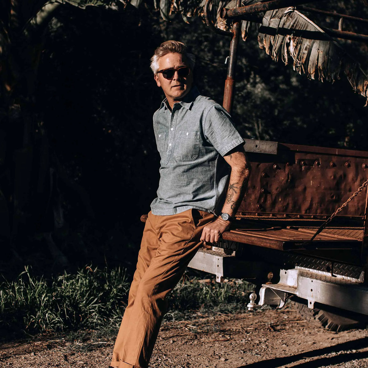 The Short Sleeve Popover in Blue Chambray