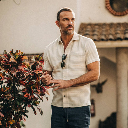 The Short Sleeve Hawthorne in Natural Pickstitch Waffle