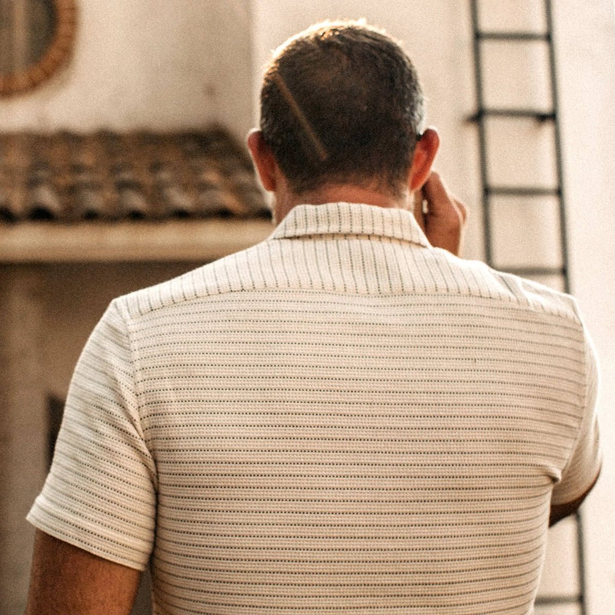 The Short Sleeve Hawthorne in Natural Pickstitch Waffle