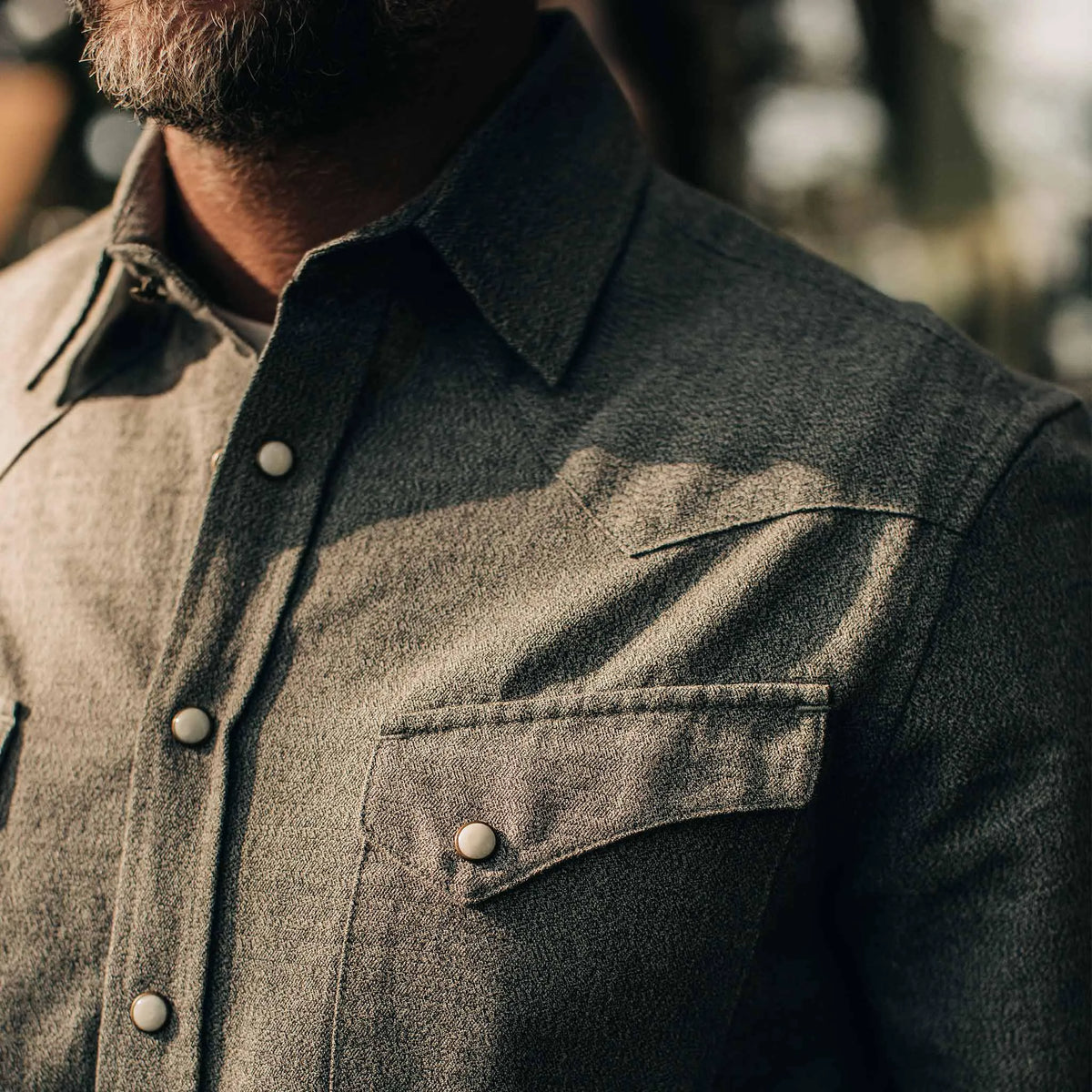 The Western Shirt in Olive Melange