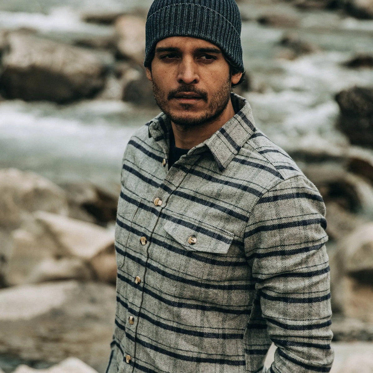 The Crater Shirt in Ash Plaid