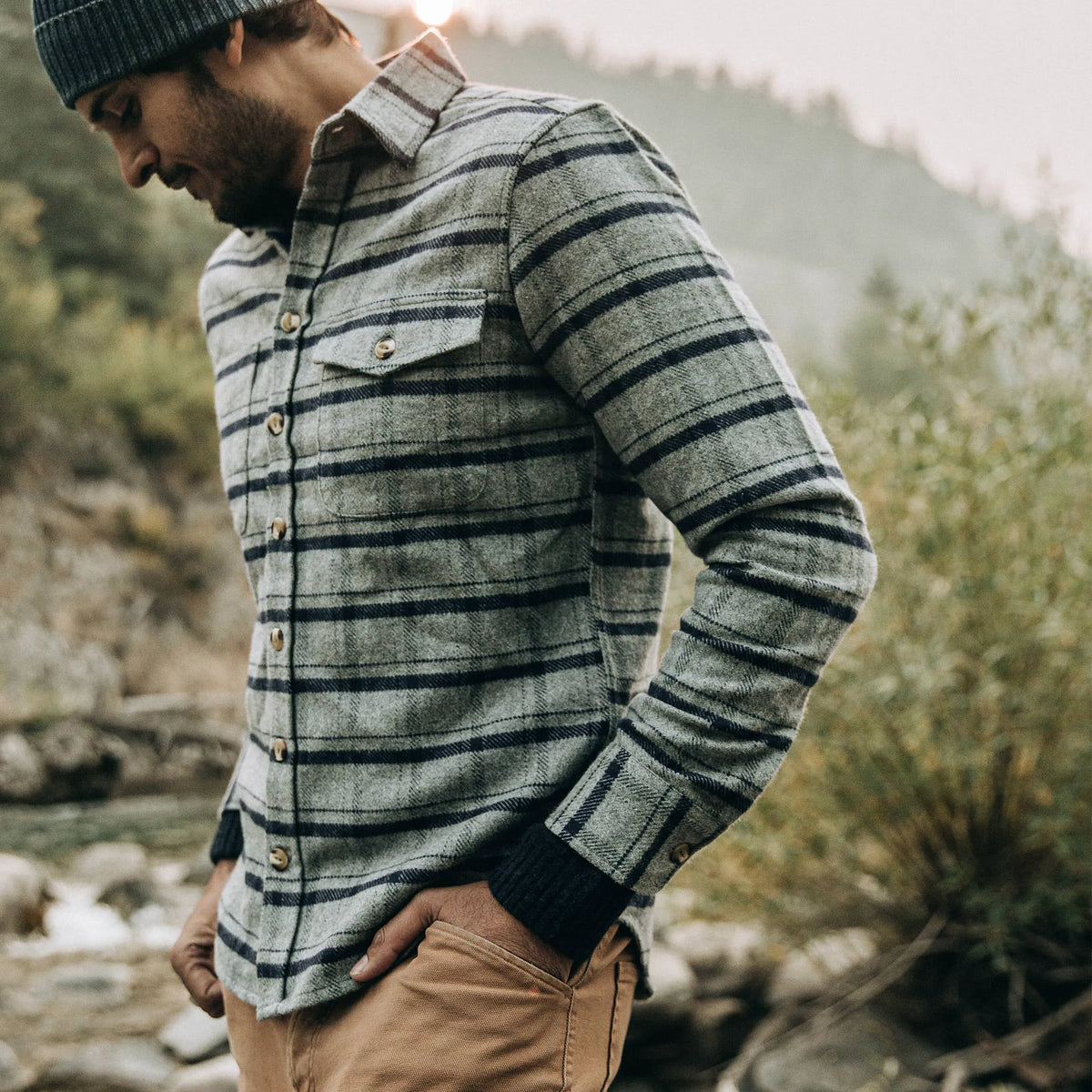 The Crater Shirt in Ash Plaid