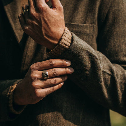 The Gibson Jacket in Olive Herringbone Wool