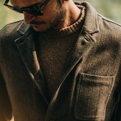 The Gibson Jacket in Olive Herringbone Wool