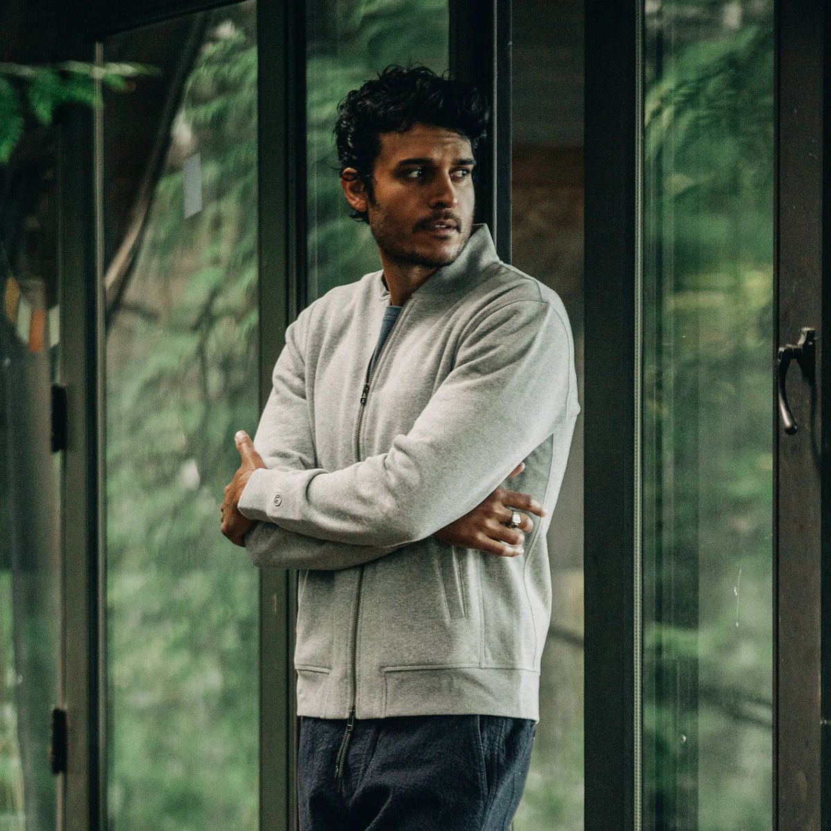 The Heavy Bag Bomber in Heather Grey Fleece