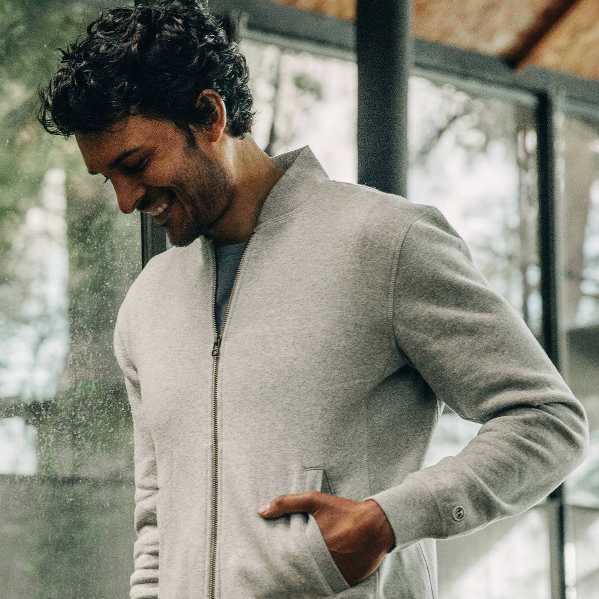 The Heavy Bag Bomber in Heather Grey Fleece