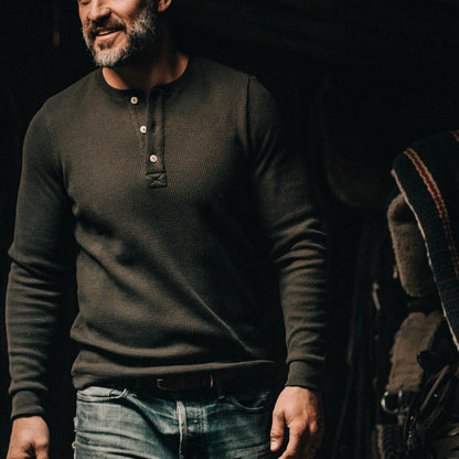 The Heavy Bag Waffle Henley in Olive