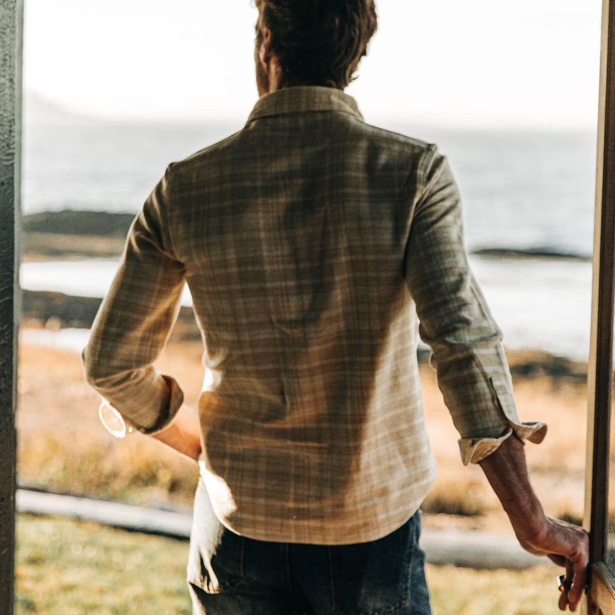 The Ledge Shirt in Sand Plaid