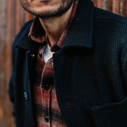 The Ojai Jacket in Navy Waffle Wool