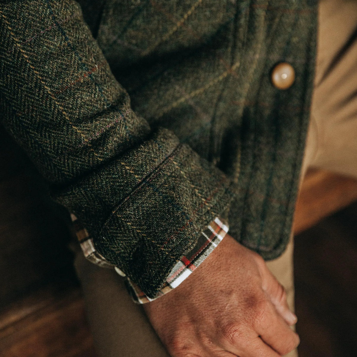 The Ojai Jacket in Olive Tweed Herringbone