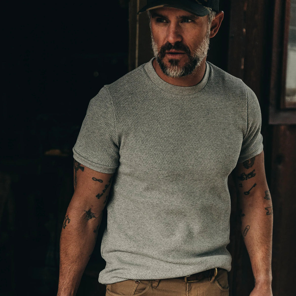 The Heavy Bag Waffle Short Sleeve in Ash