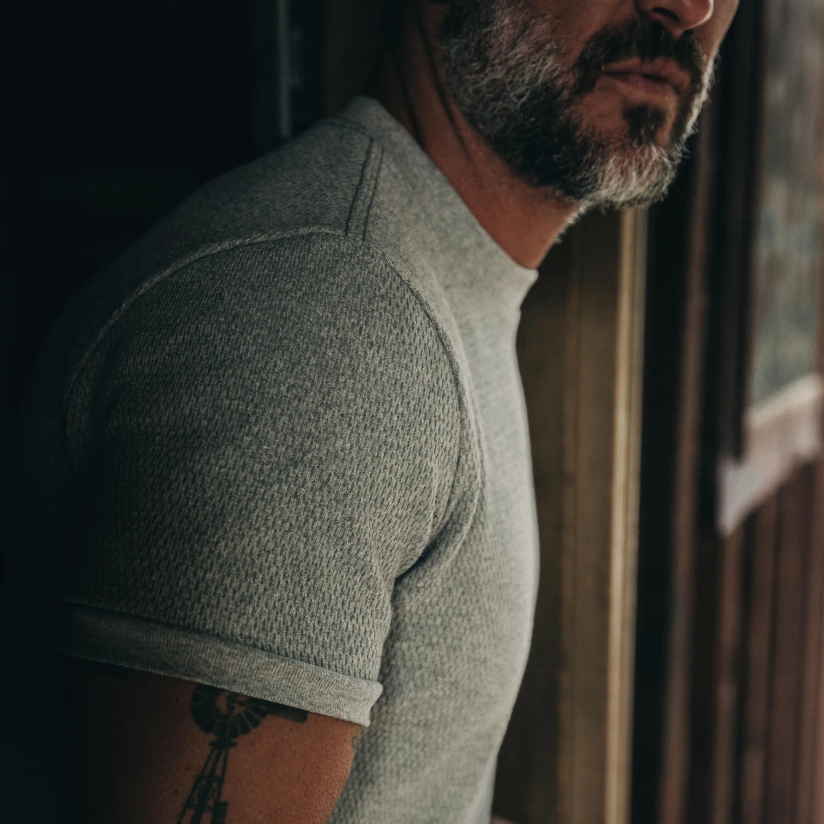 The Heavy Bag Waffle Short Sleeve in Ash