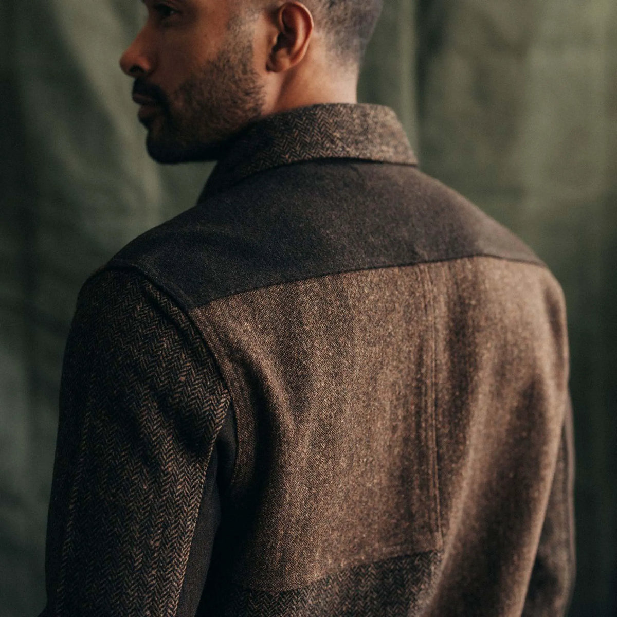 The Patchwork Overshirt in Timber Tweed