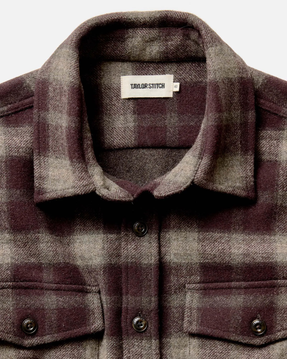 The Maritime Shirt Jacket in Burgundy Plaid Wool